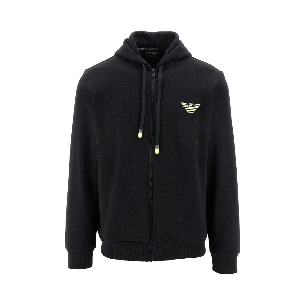 Emporio armani full zip hoodie black sale