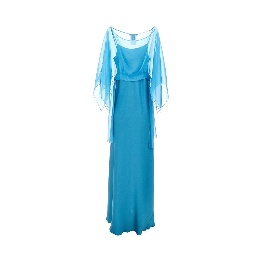 Satin and chiffon long dress