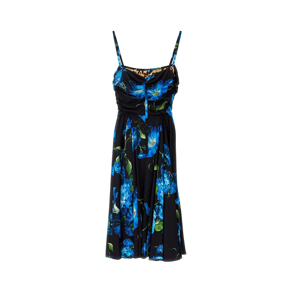 Bluebell print charmeuse midi dress