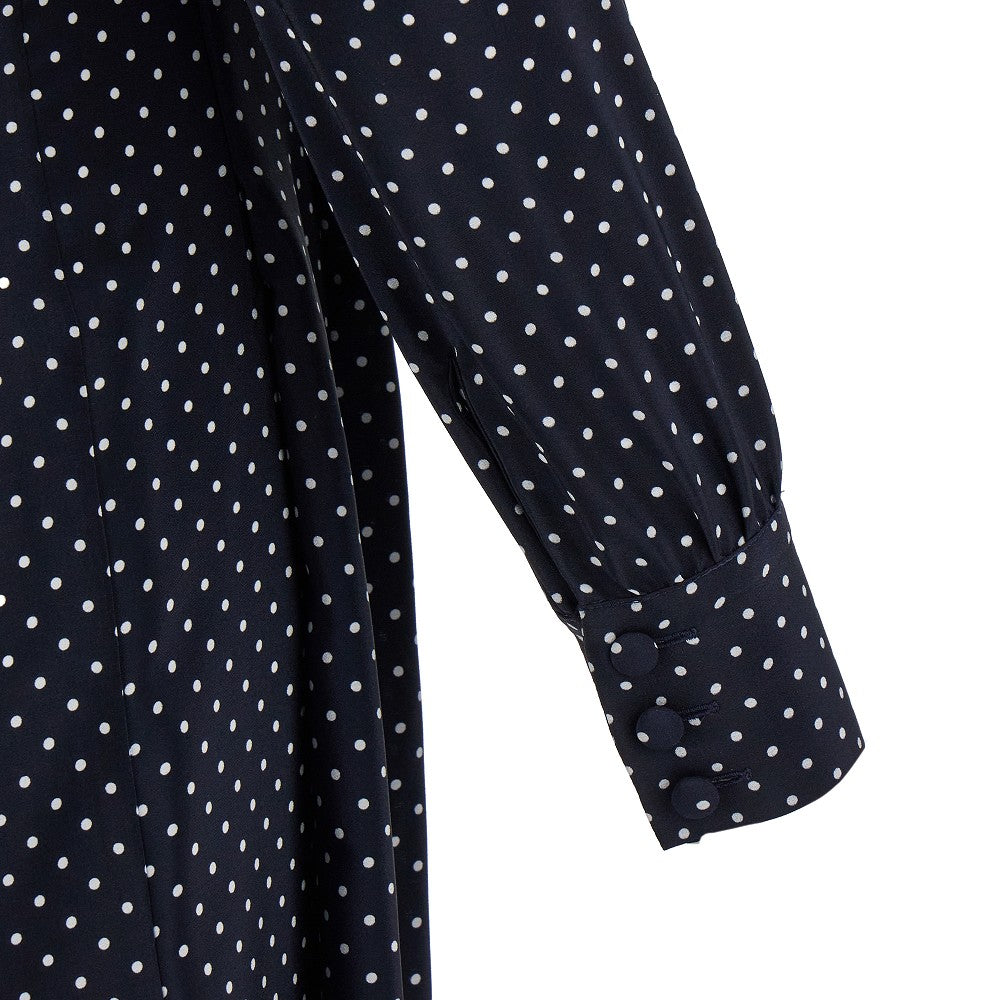 Polka dot silk ankle-length dress