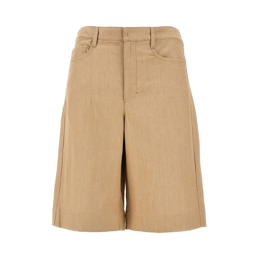 Cotton and linen twill shorts