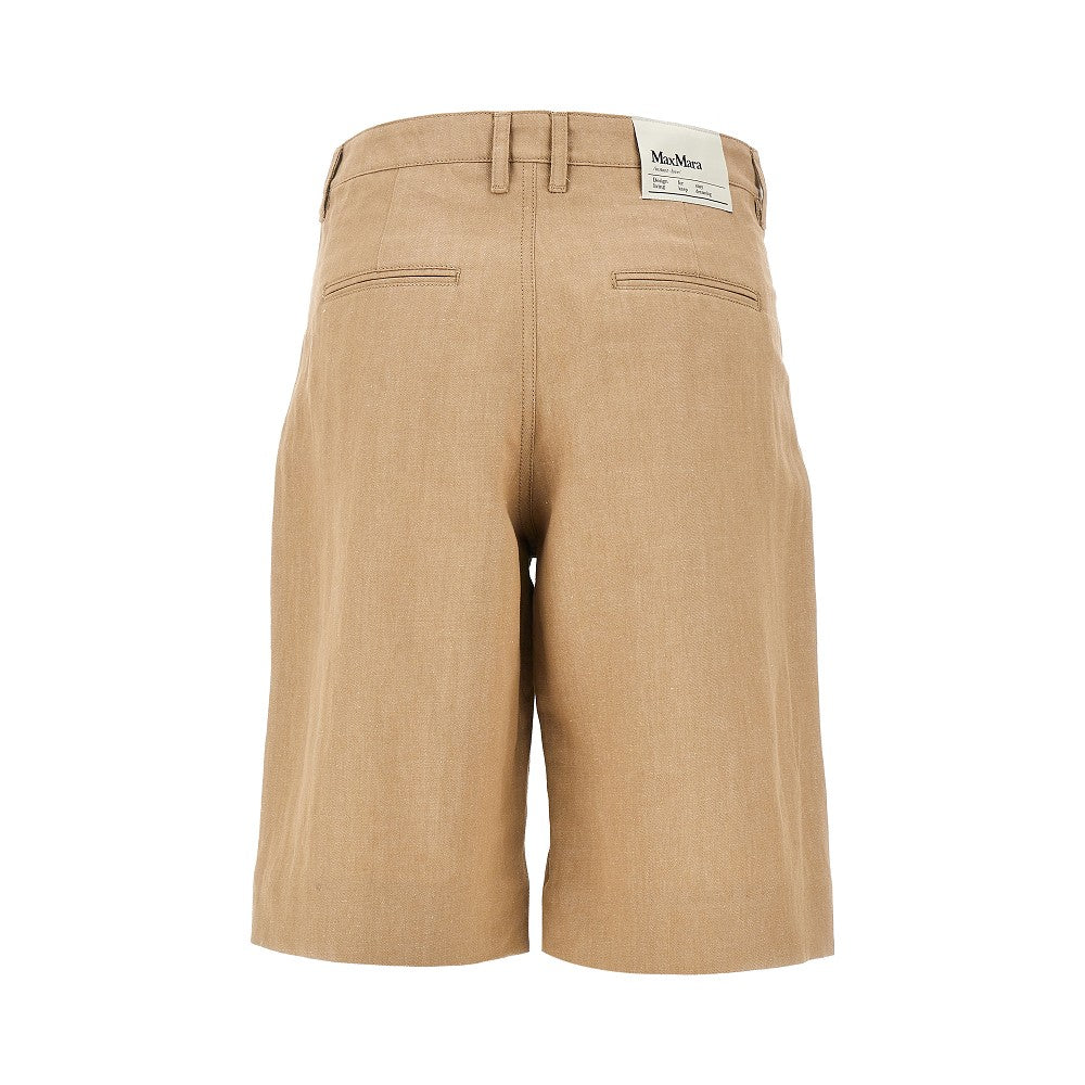 Cotton and linen twill shorts