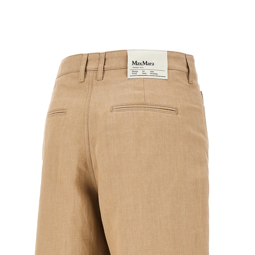 Cotton and linen twill shorts