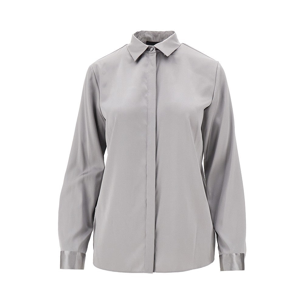 Stretch silk satin shirt