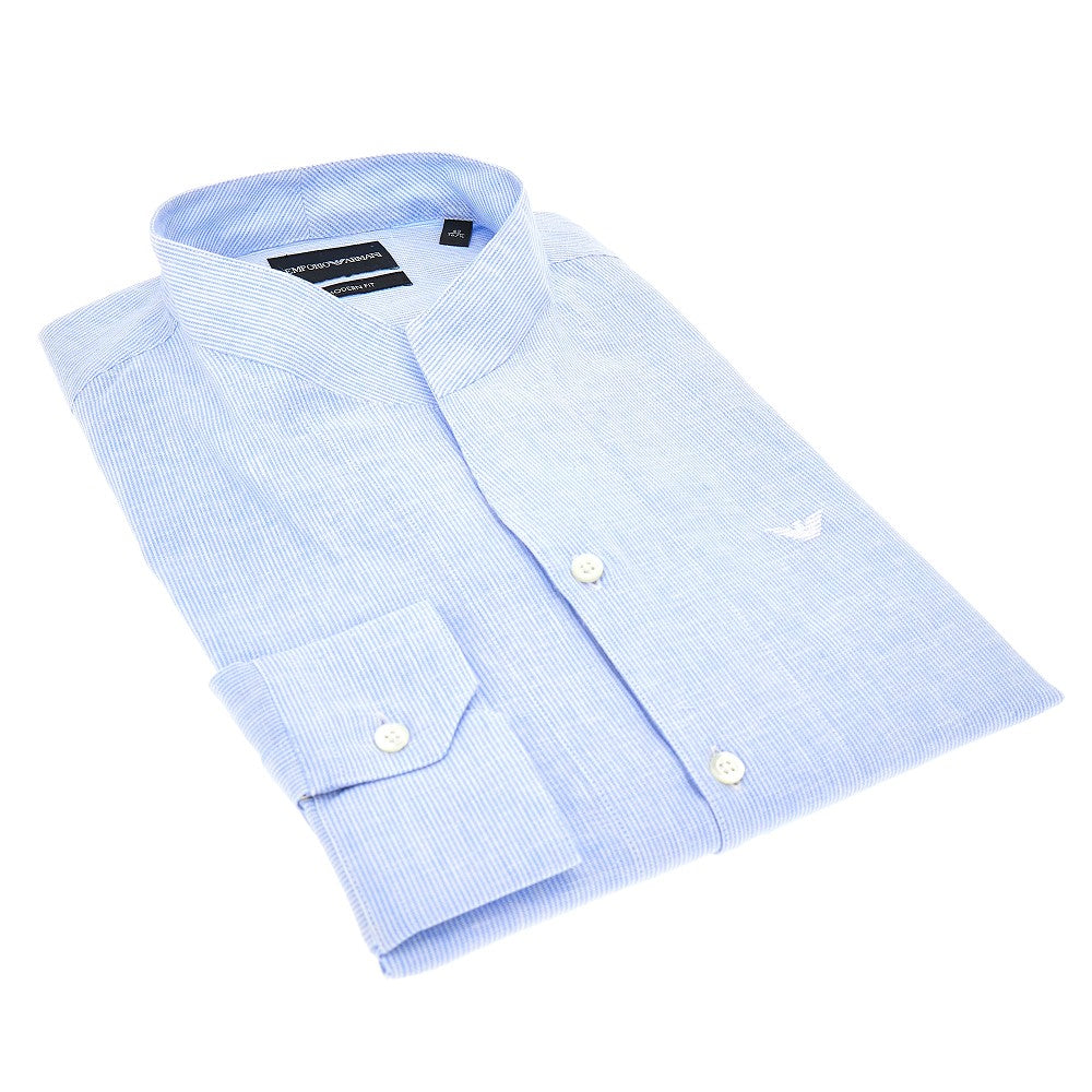 Camicia Modern Fit in misto lino millerighe