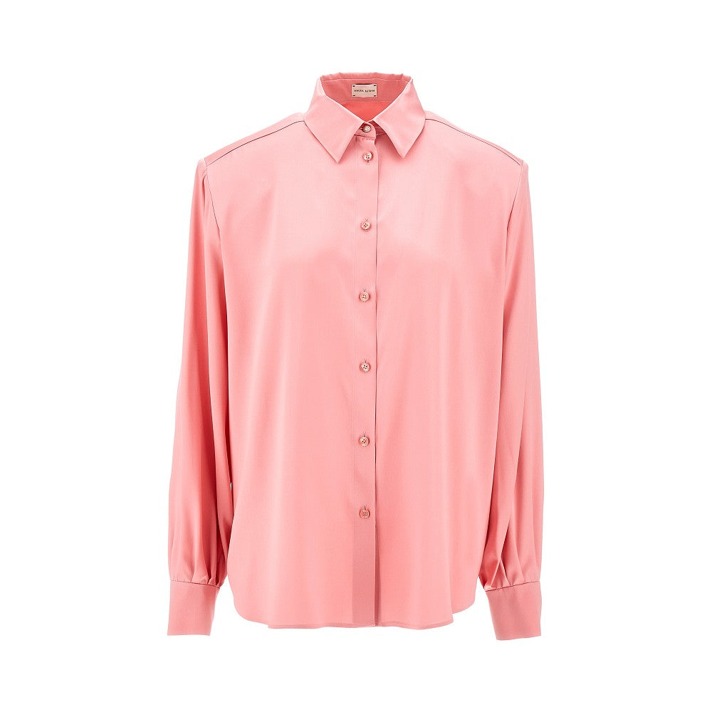 Satin shirt with padded shoulders