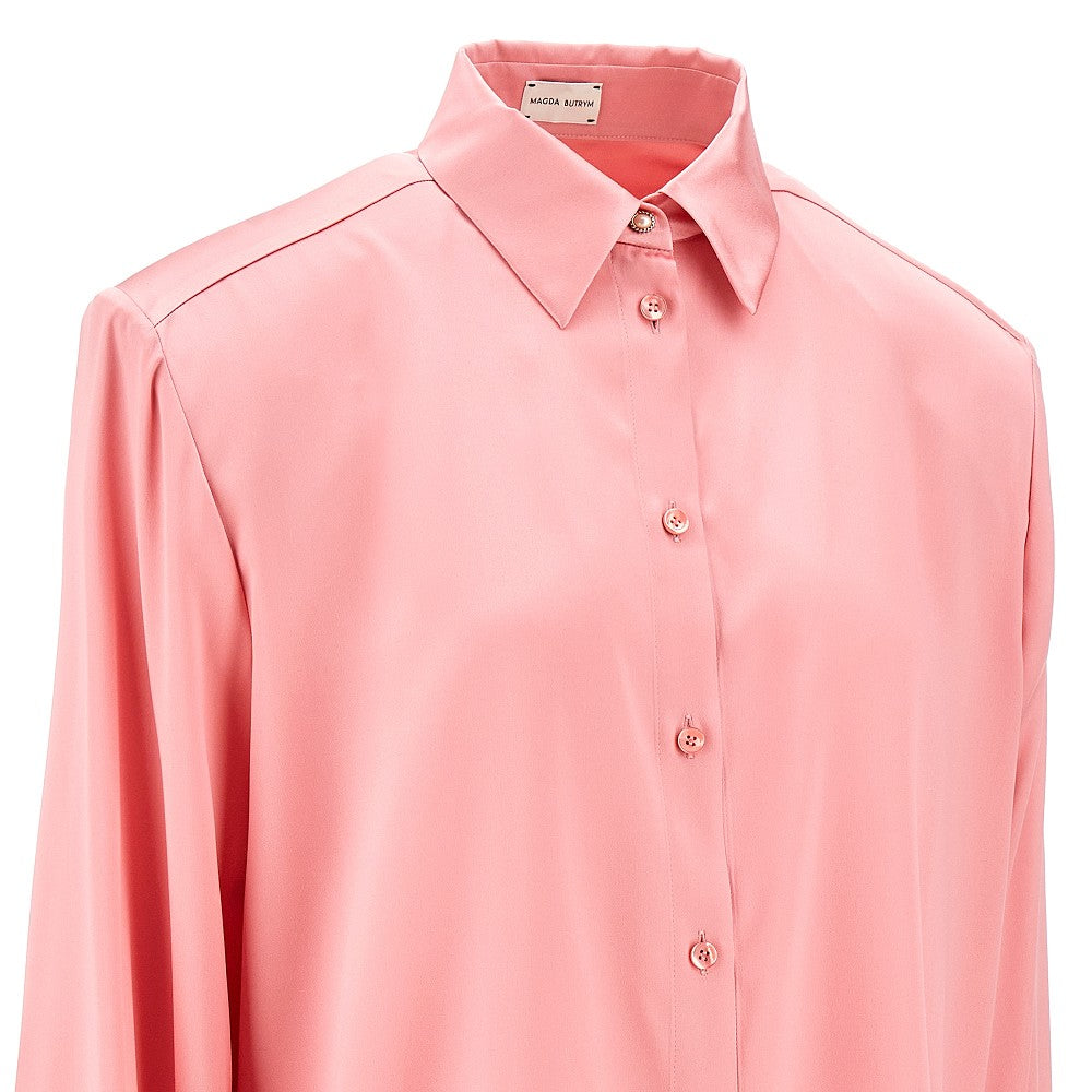 Satin shirt with padded shoulders