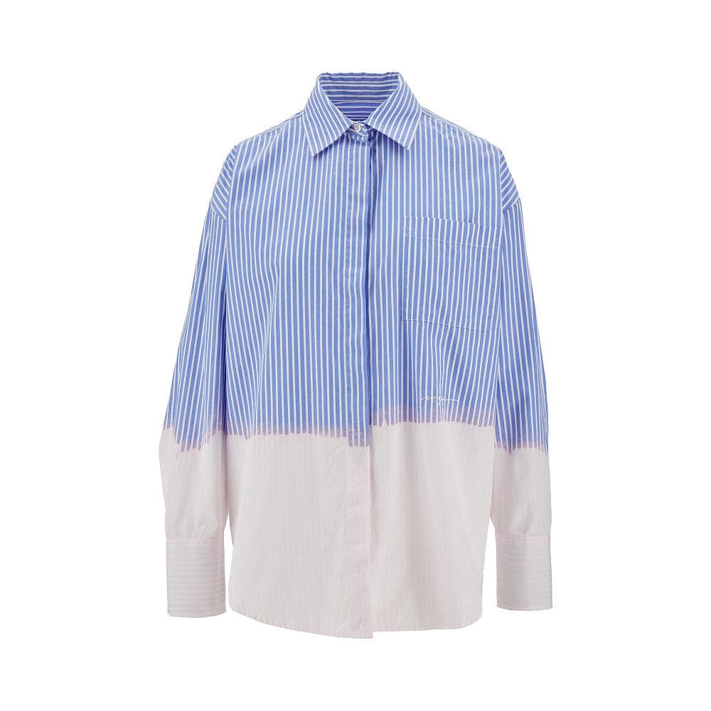 Poplin shirt with bleached effect