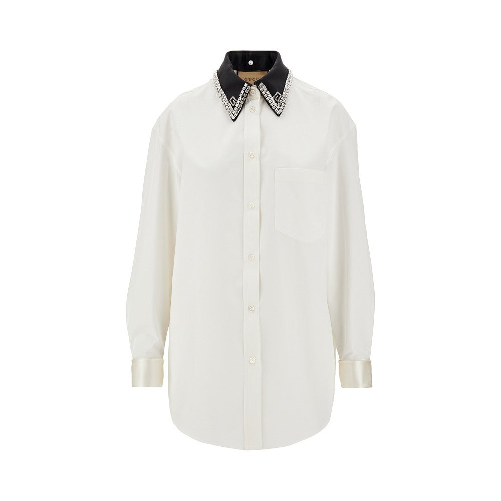 Cotton shirt with detachable collar