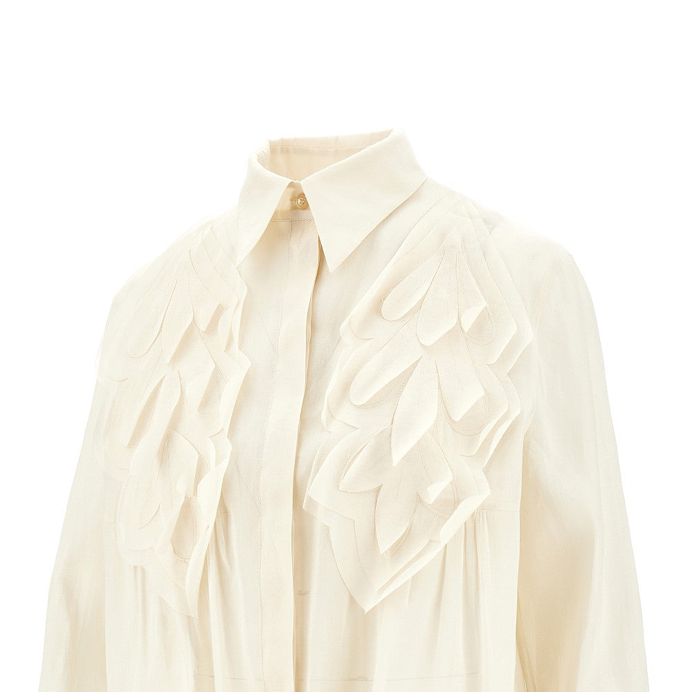 Organdy muslin shirt with leaves