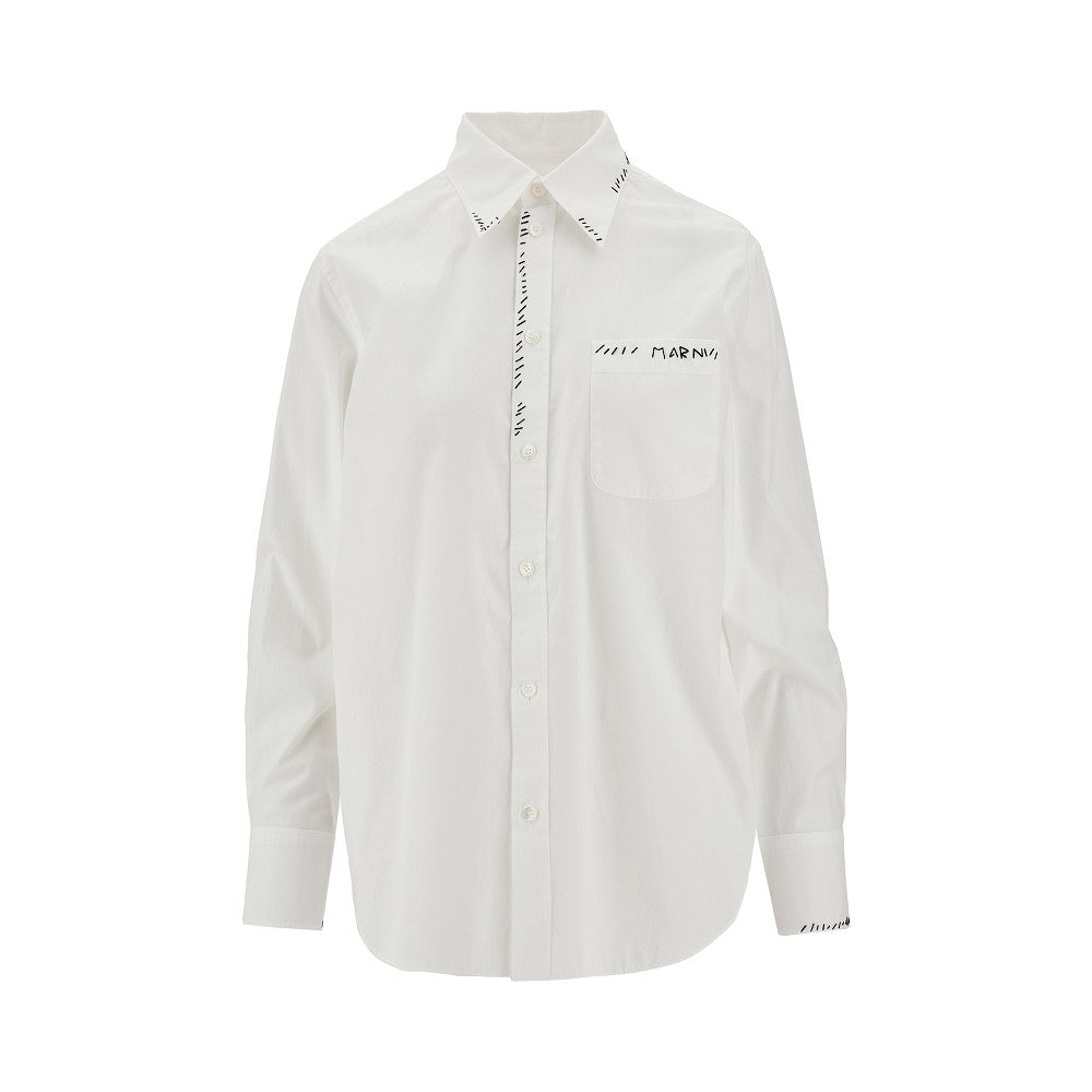 Poplin shirt with topstitched details