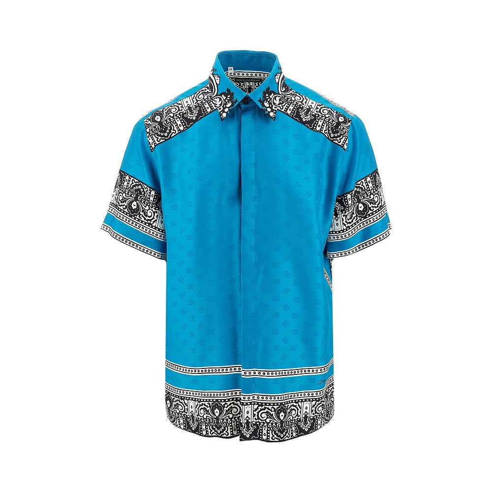 Bandana print jacquard silk shirt