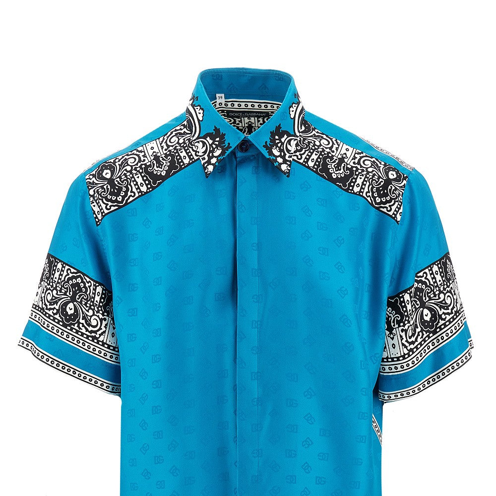 Bandana print jacquard silk shirt