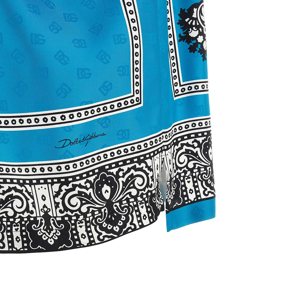 Bandana print jacquard silk shirt