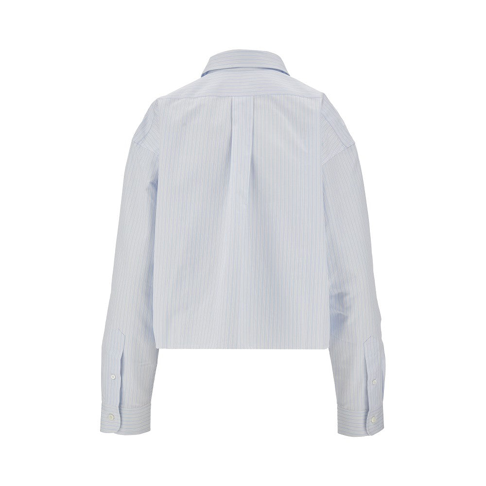 Camicia cropped in popeline a righe