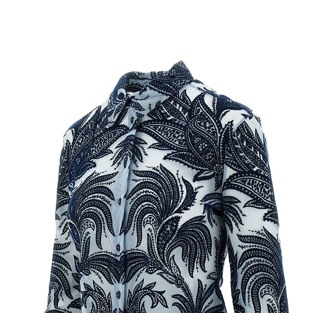 Camicia in tulle con Paisley floccato