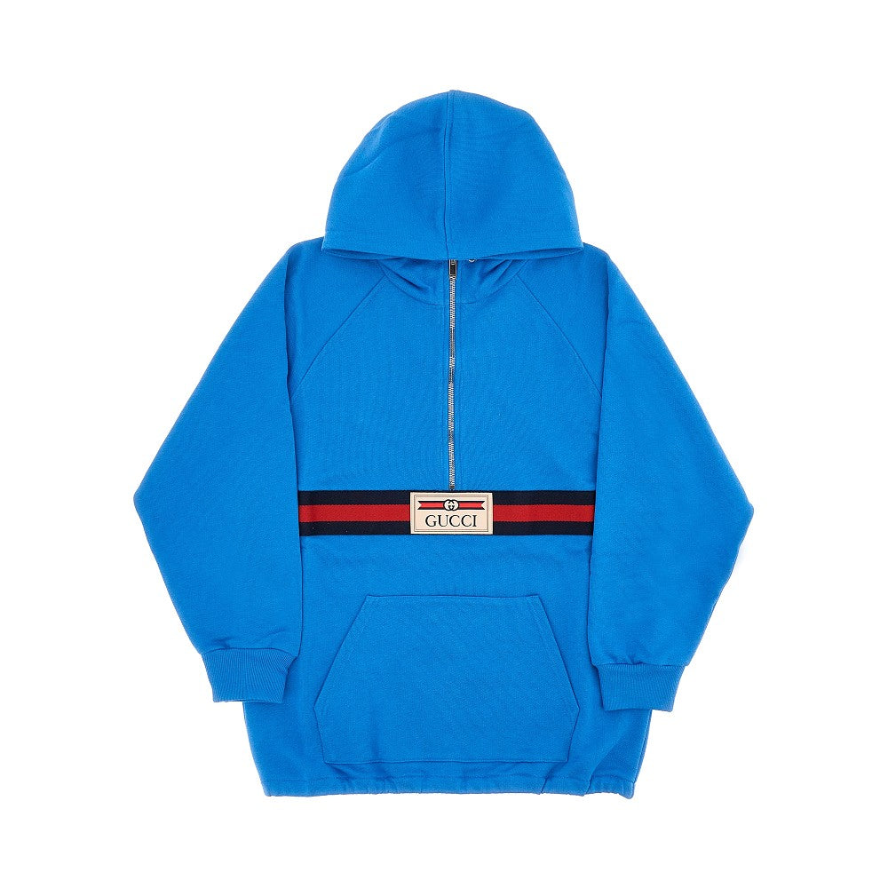 Web ribbon and logo label hoodie