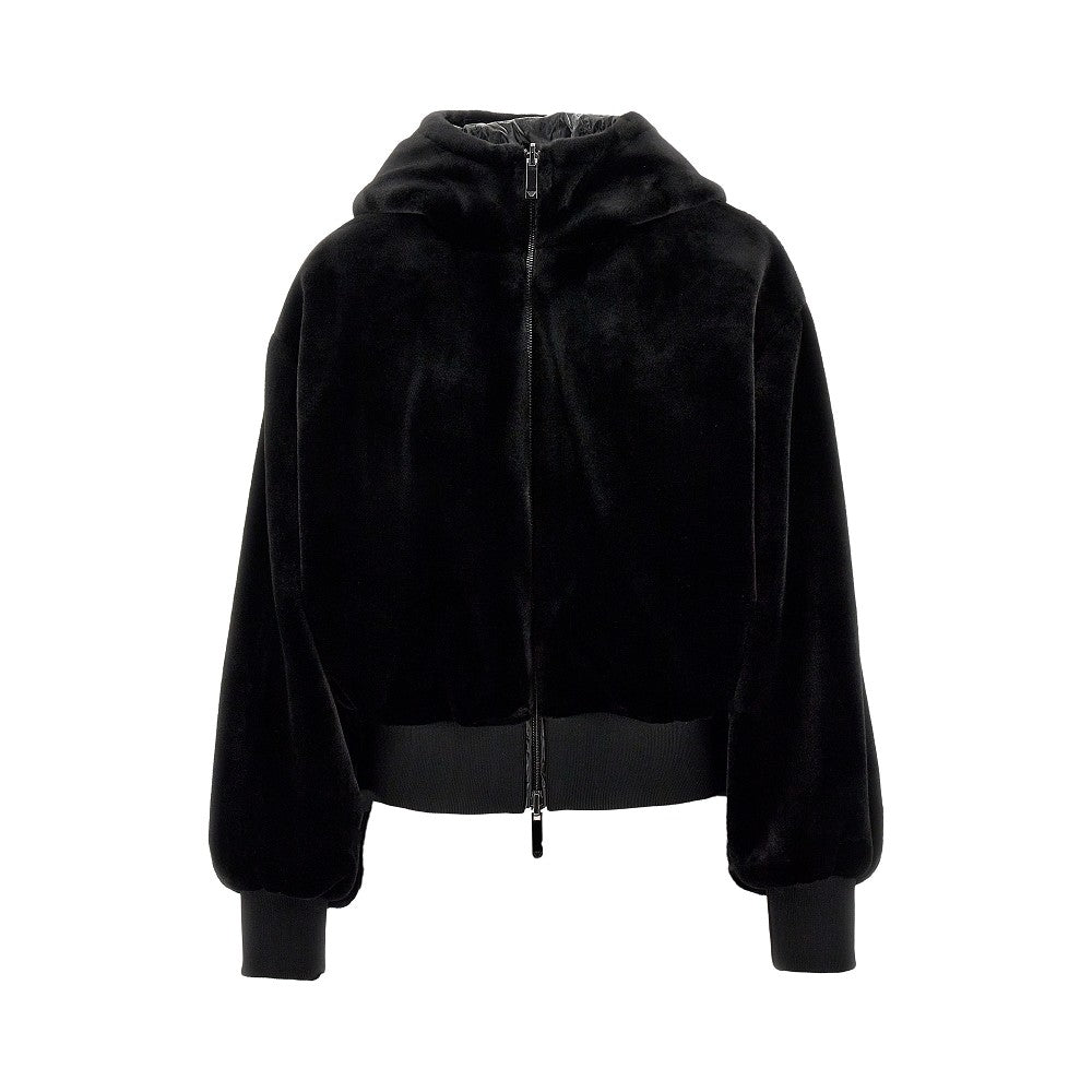 Faux-fur and nylon reversible blouson jacket