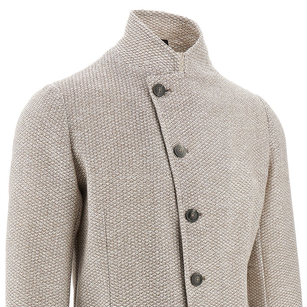 Linen-blend single-breasted jacket