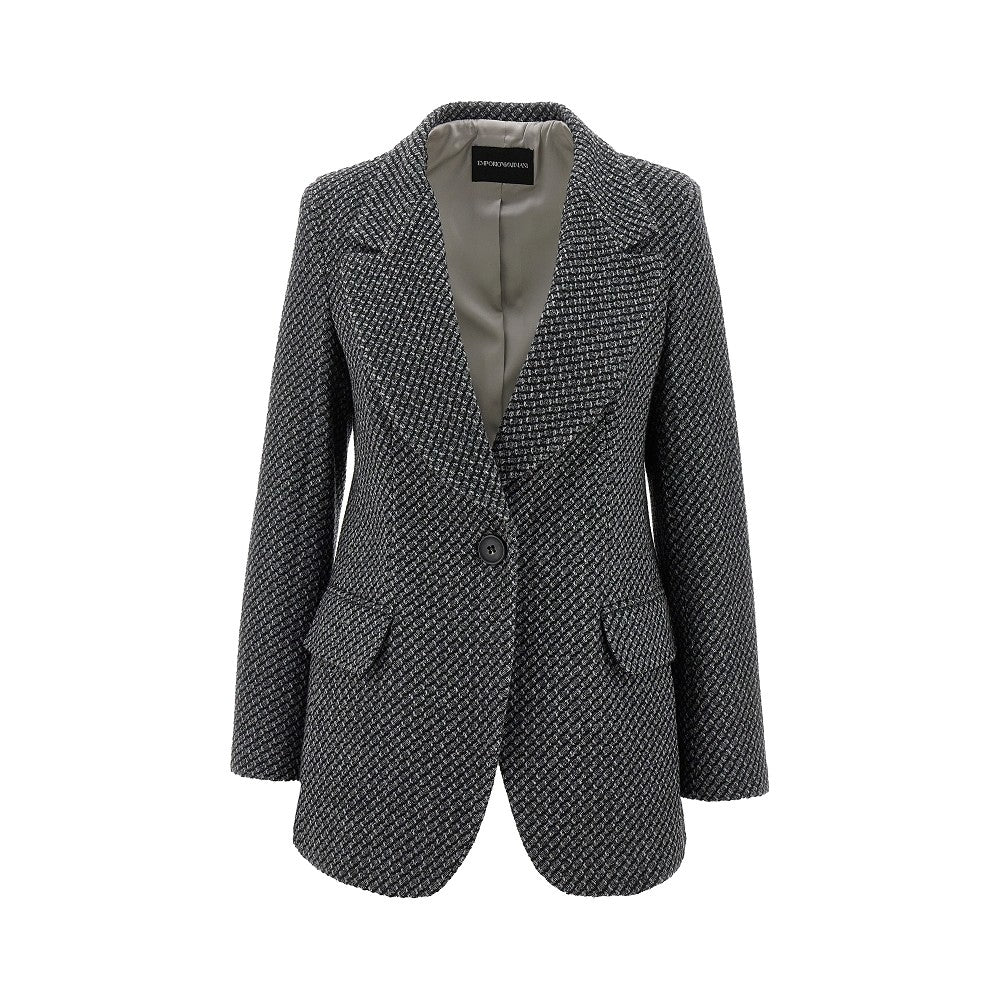 Jacquard wool-blend single-breasted jacket