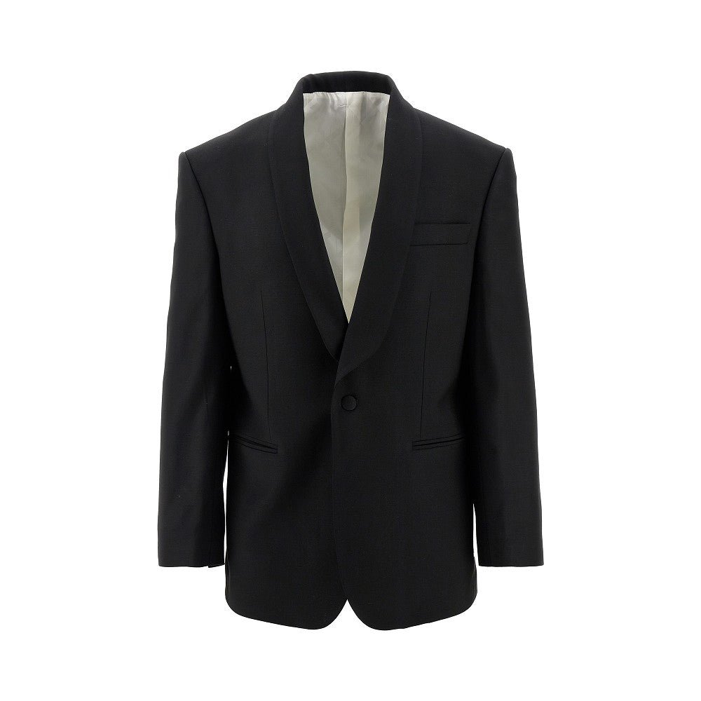 Stretch wool single-breasted jacket