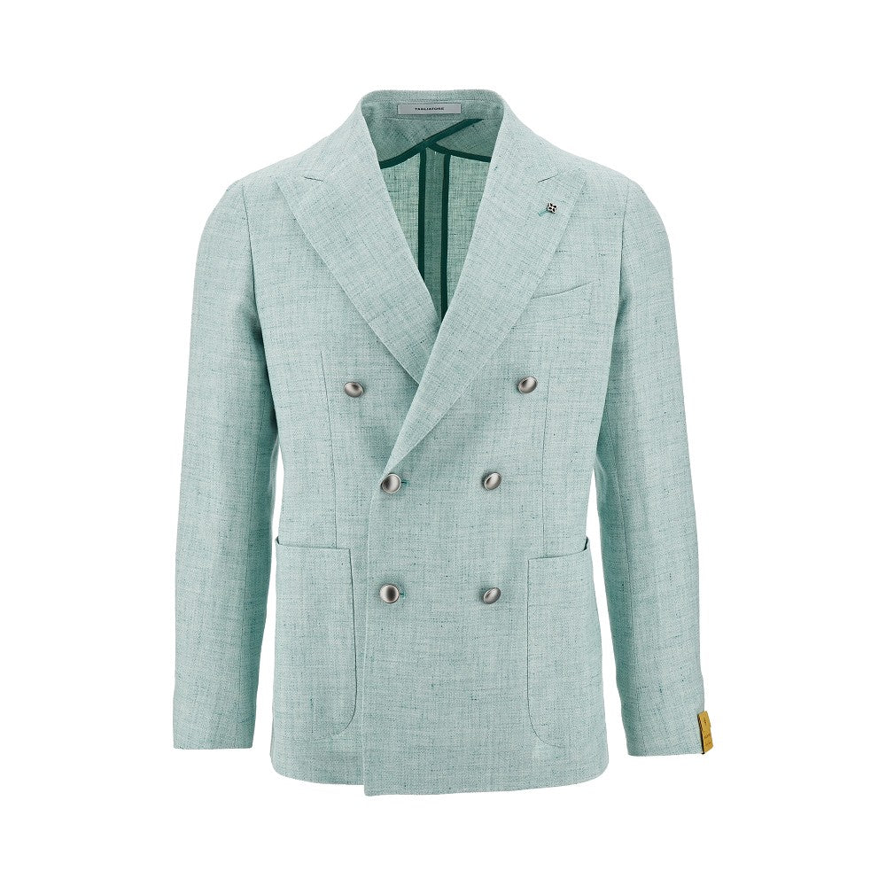 Linen-blend double-breasted blazer