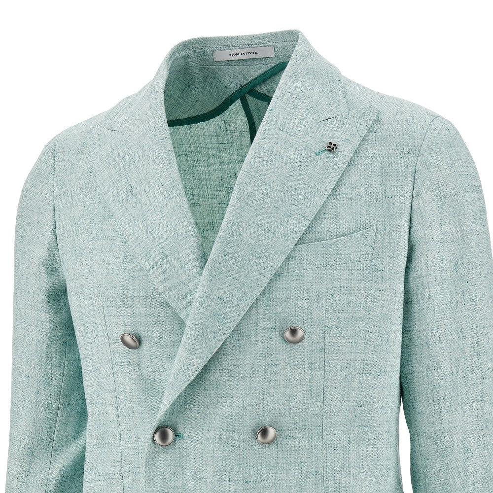 Linen-blend double-breasted blazer