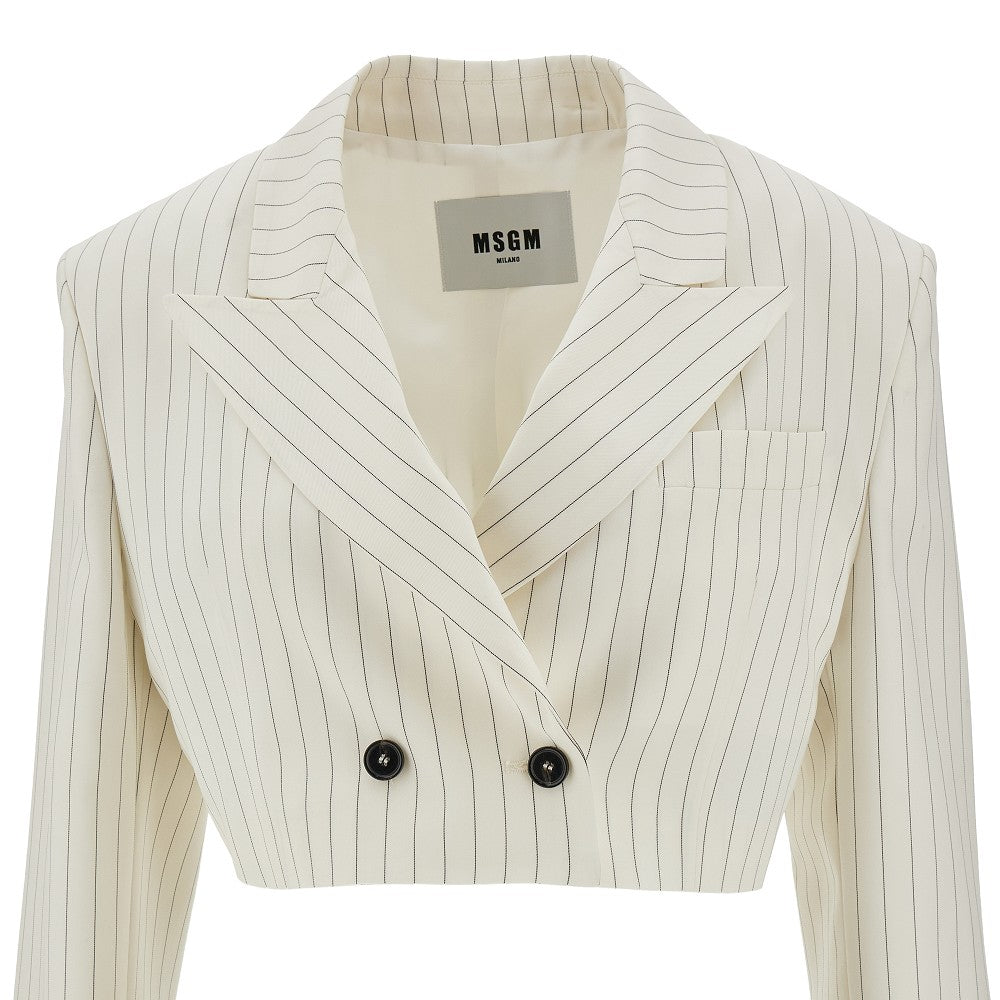 Pinstriped wool cropped jacket