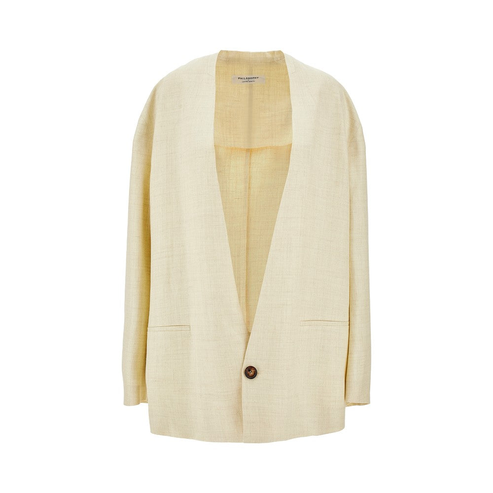 Linen-blend oversized blazer