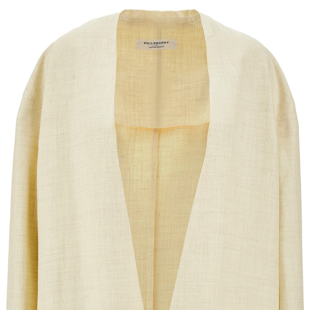 Linen-blend oversized blazer