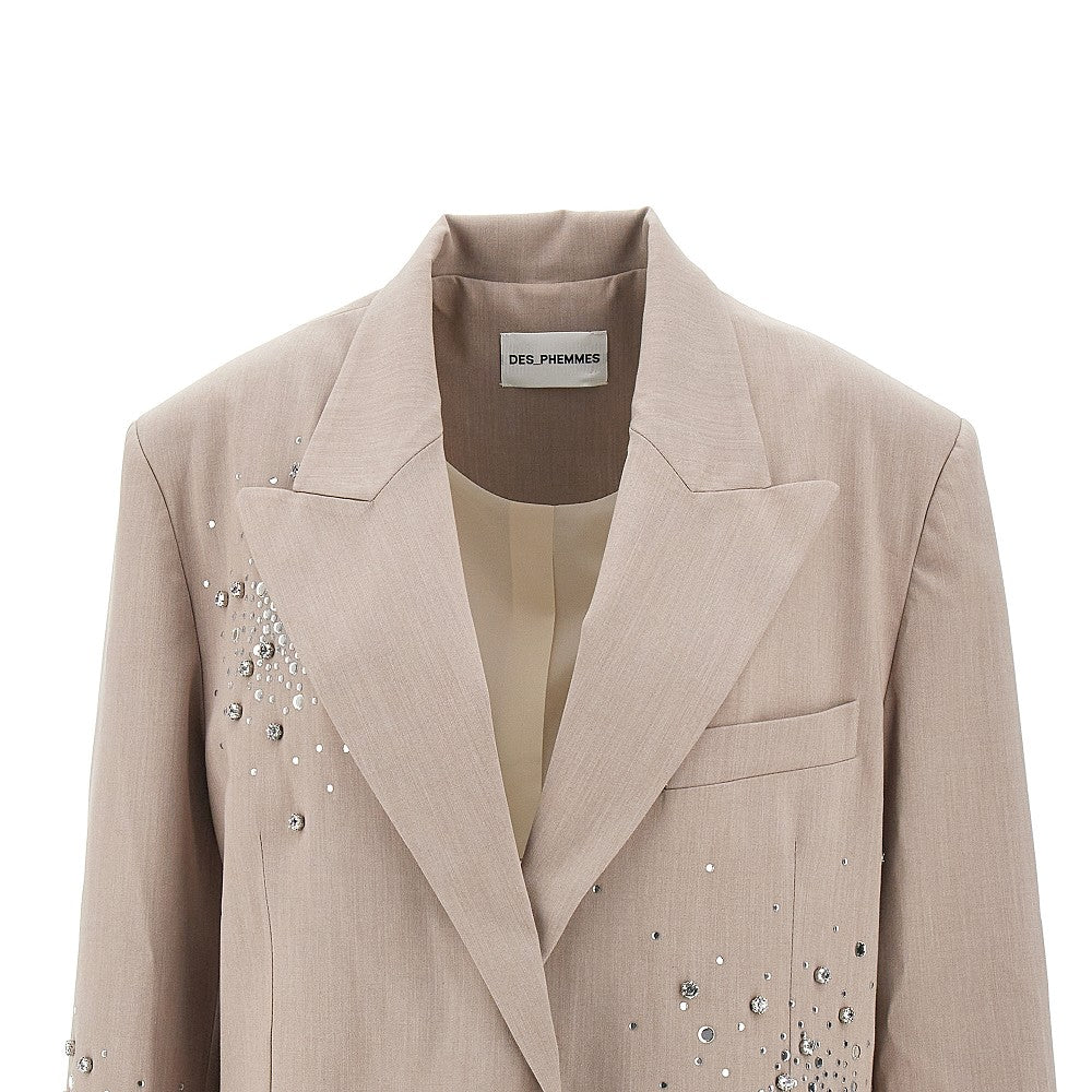 Rhinestones-embellished oversized blazer