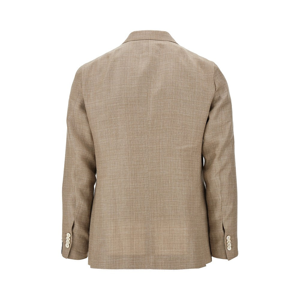 Linen-blend single-breasted jacket