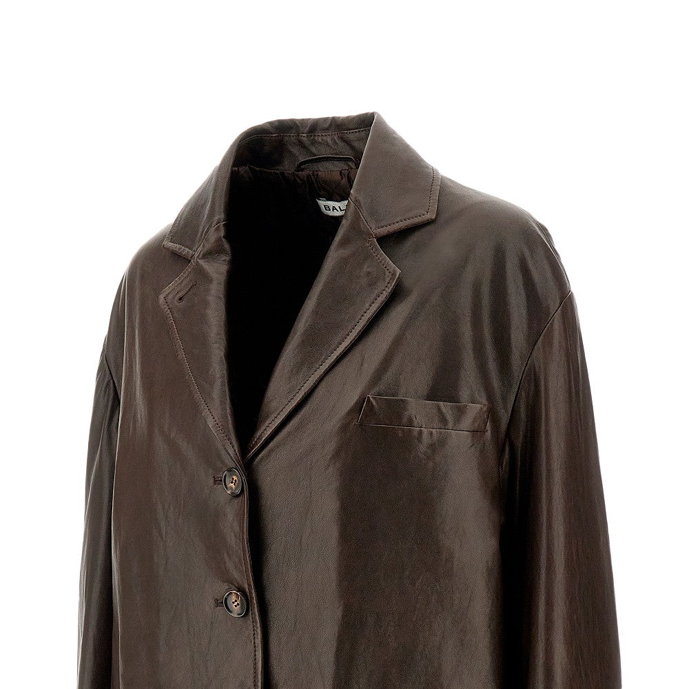 Nappa leather single-breasted jacket