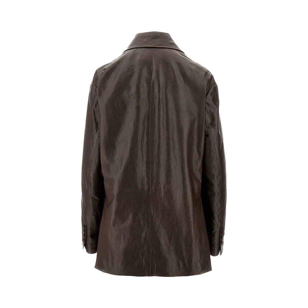 Nappa leather single-breasted jacket