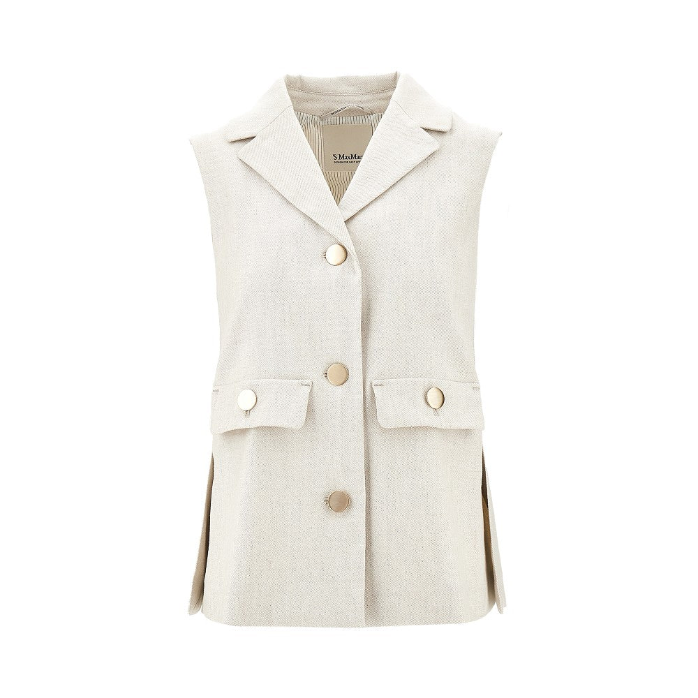 Gilet in twill di misto lino