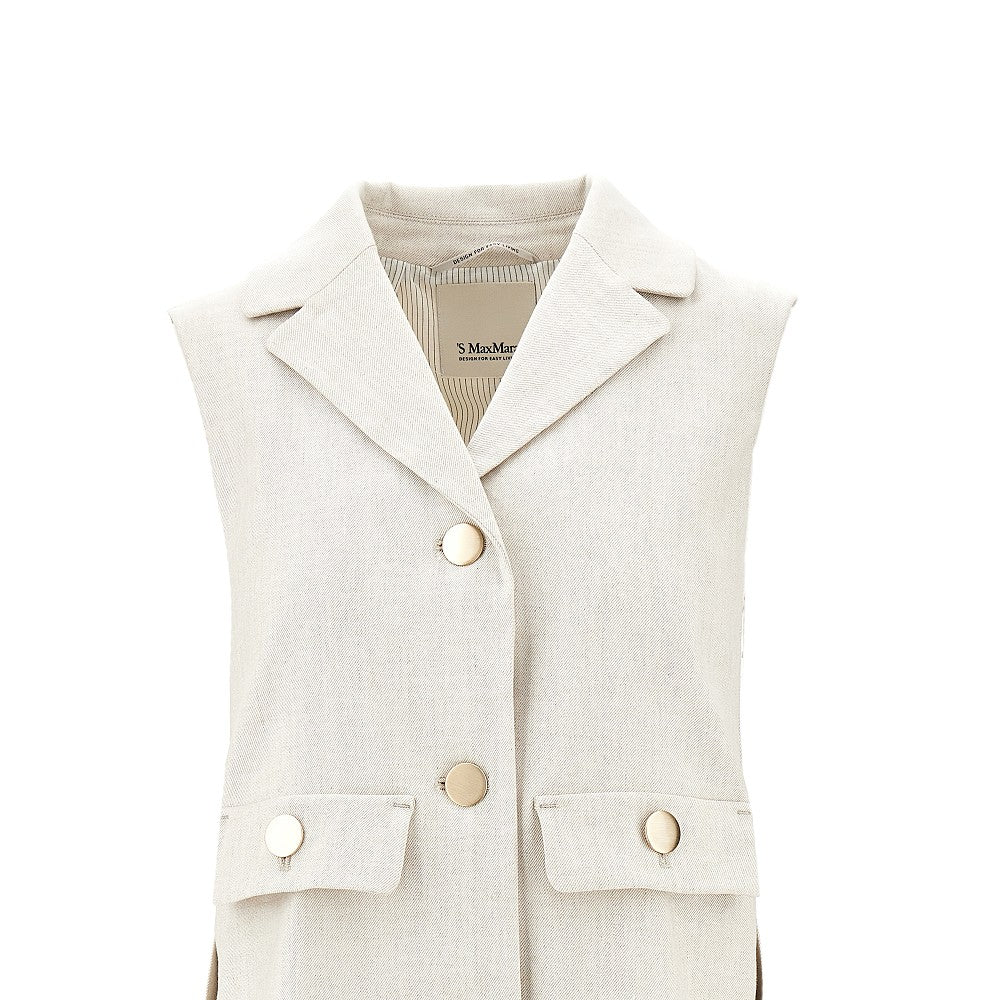 Linen-blend twill vest