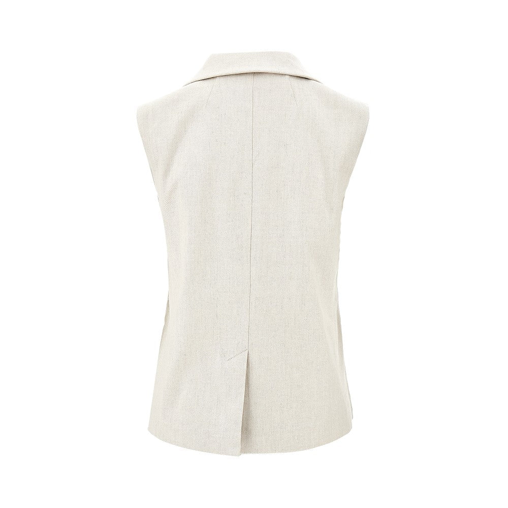 Linen-blend twill vest