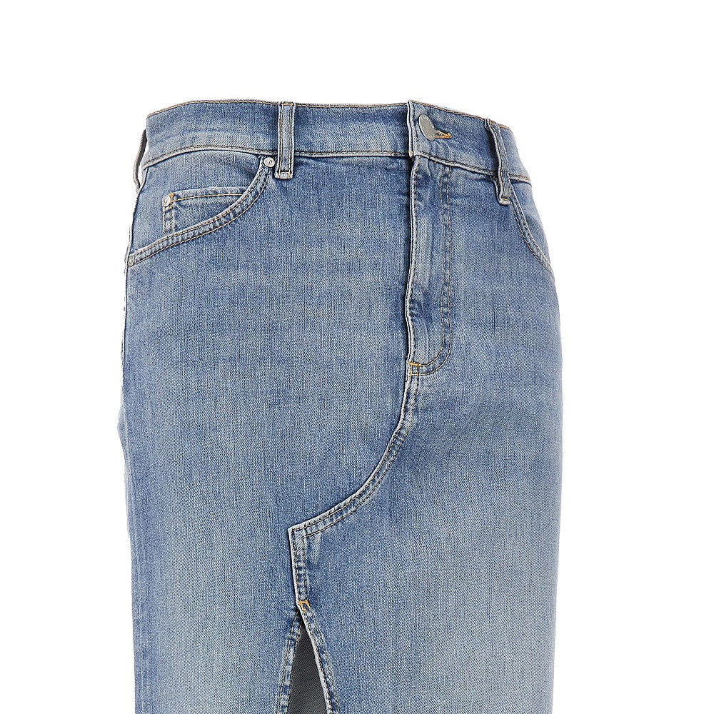 Long denim skirt with split