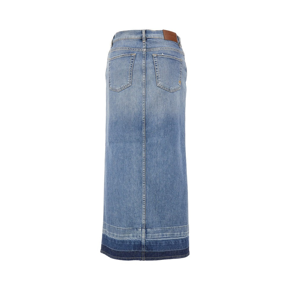 Long denim skirt with split