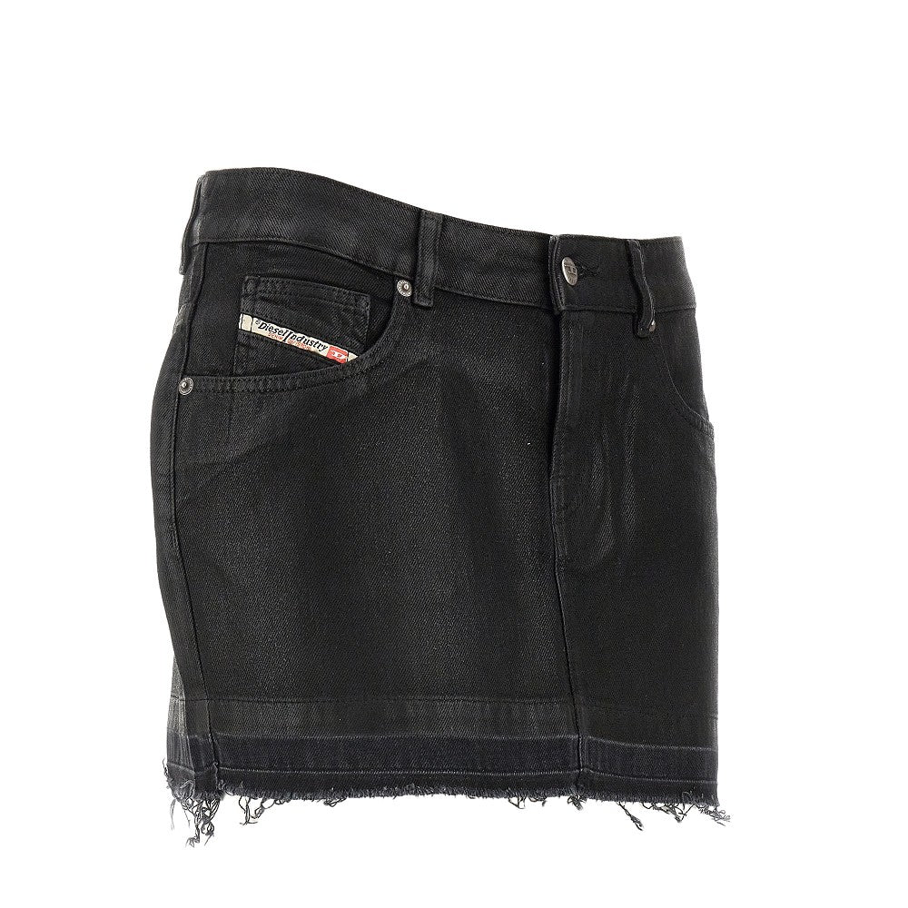 &#39;Ron&#39; coated denim mini skirt