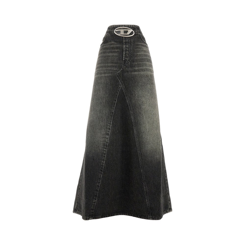 Gonna lunga in denim con logo &#39;Oval D&#39;