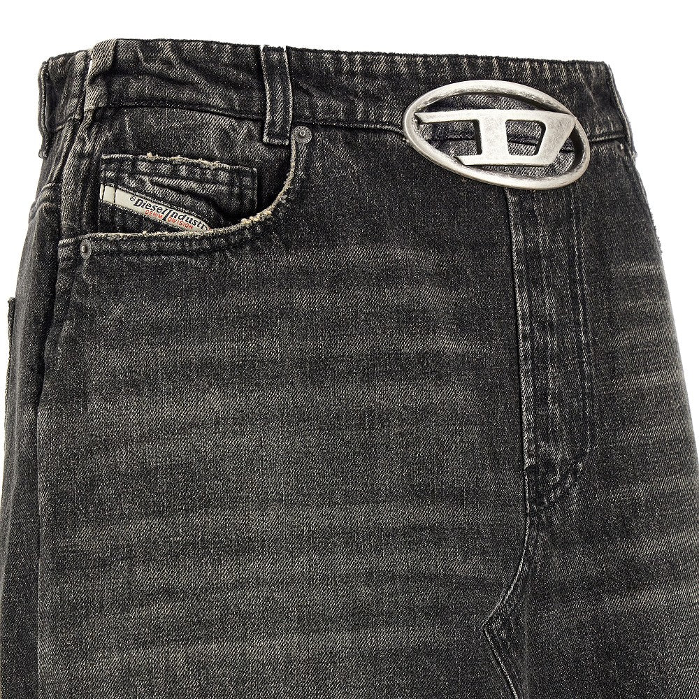 Gonna lunga in denim con logo &#39;Oval D&#39;