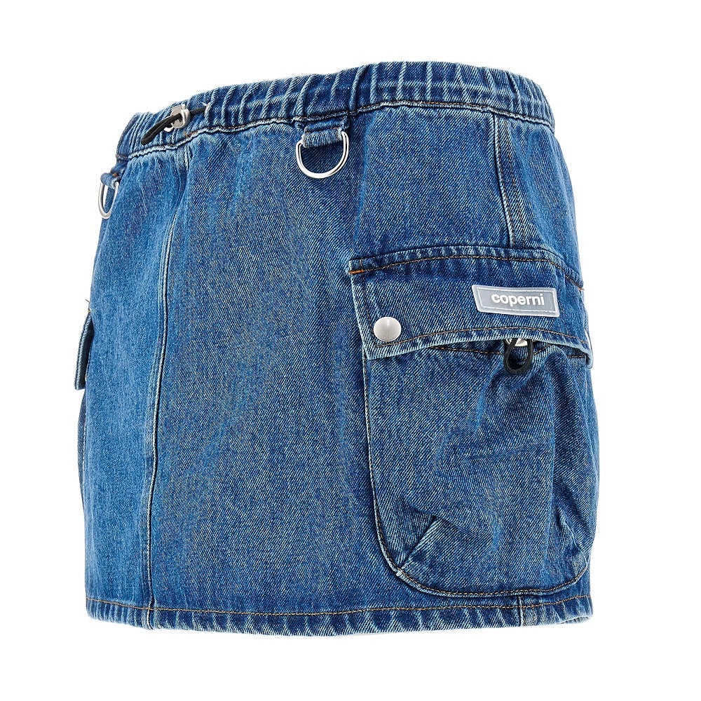 Denim mini skirt with cargo pockets