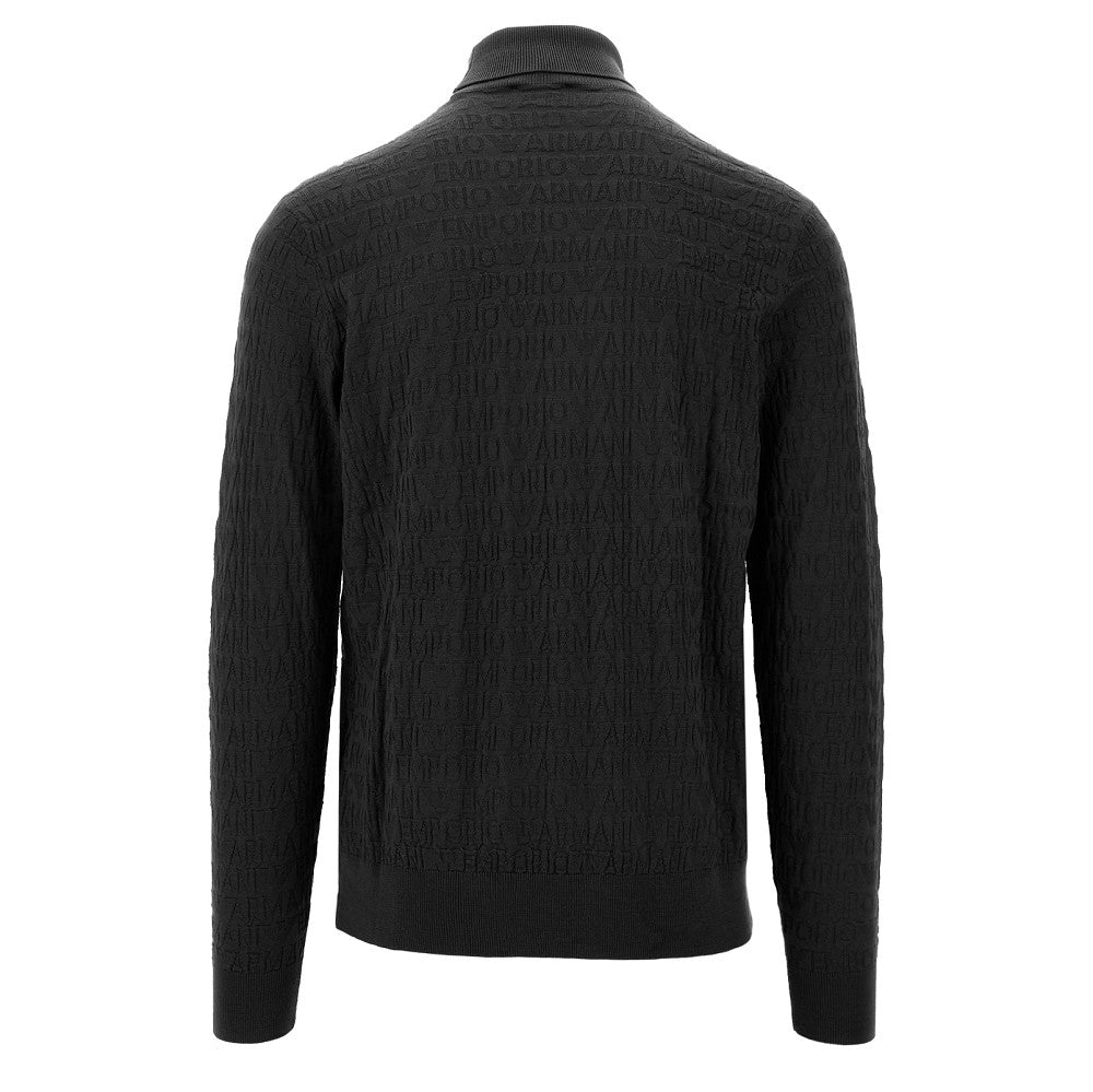 All-over logo jacquard wool turtleneck sweate