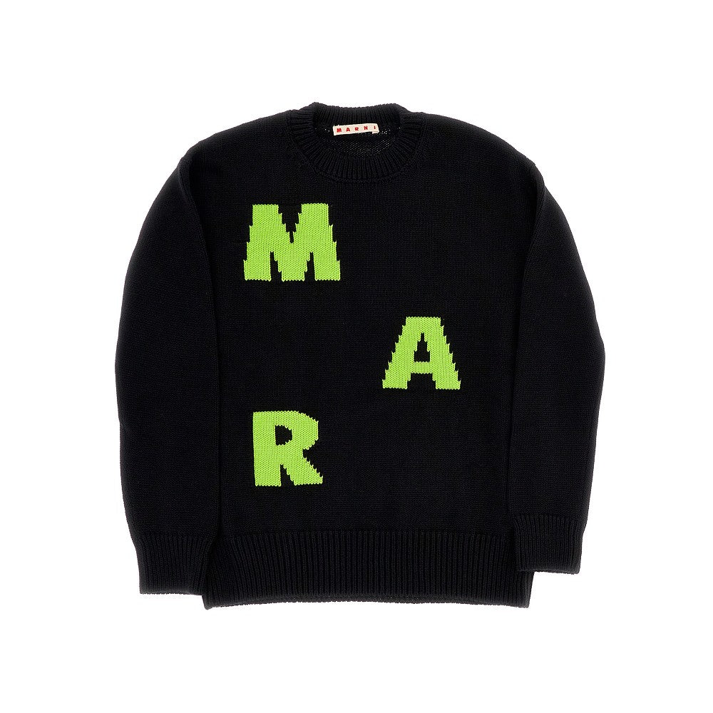 Cotton and wool sweater with logo