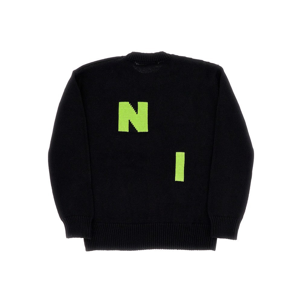 Cotton and wool sweater with logo