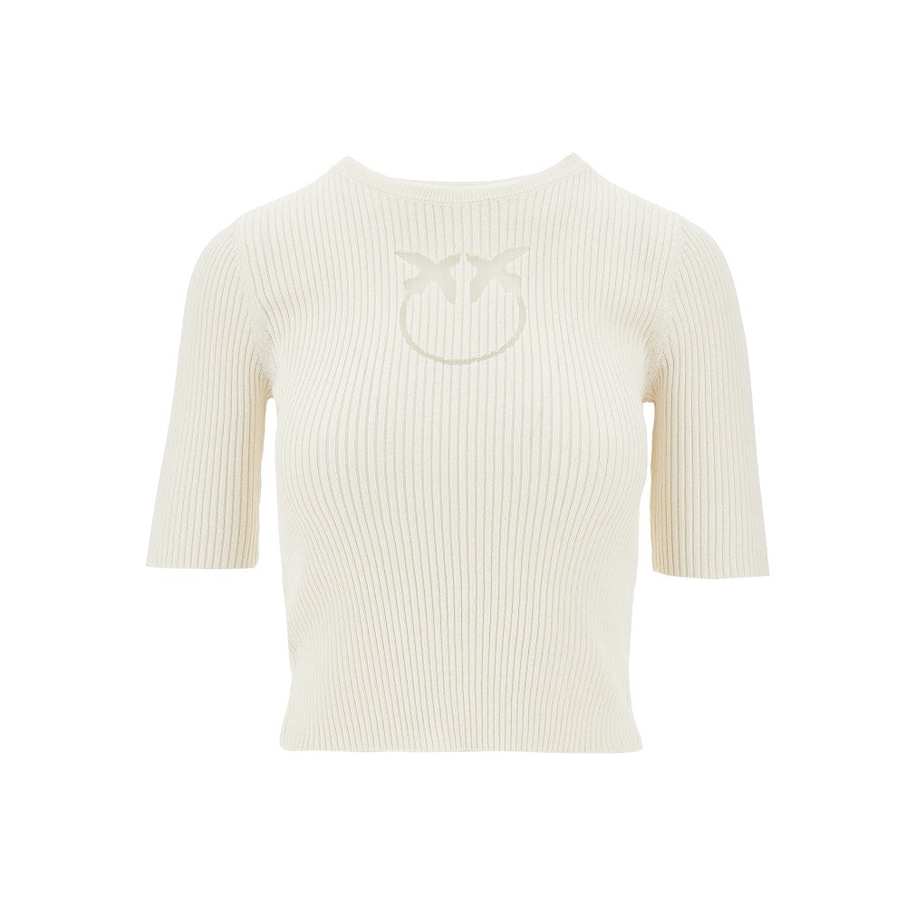 Knitted T-shirt with sheer logo