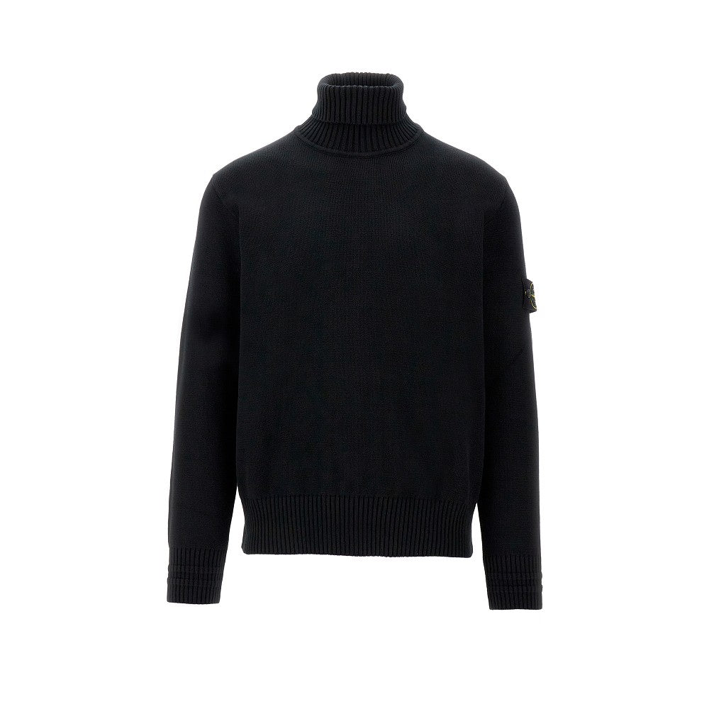 Stretch cotton turtleneck sweater