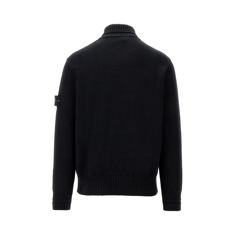 Stretch cotton turtleneck sweater