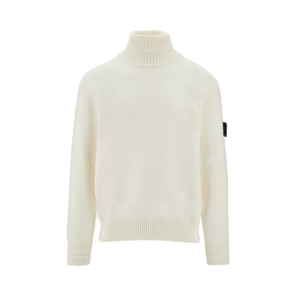 Pullover a collo alto in cotone stretch